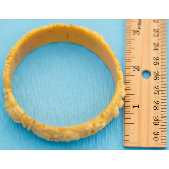 Vintage Yellow Rose Engraved Bangle 8 Inches N14 - Picture 4 of 4